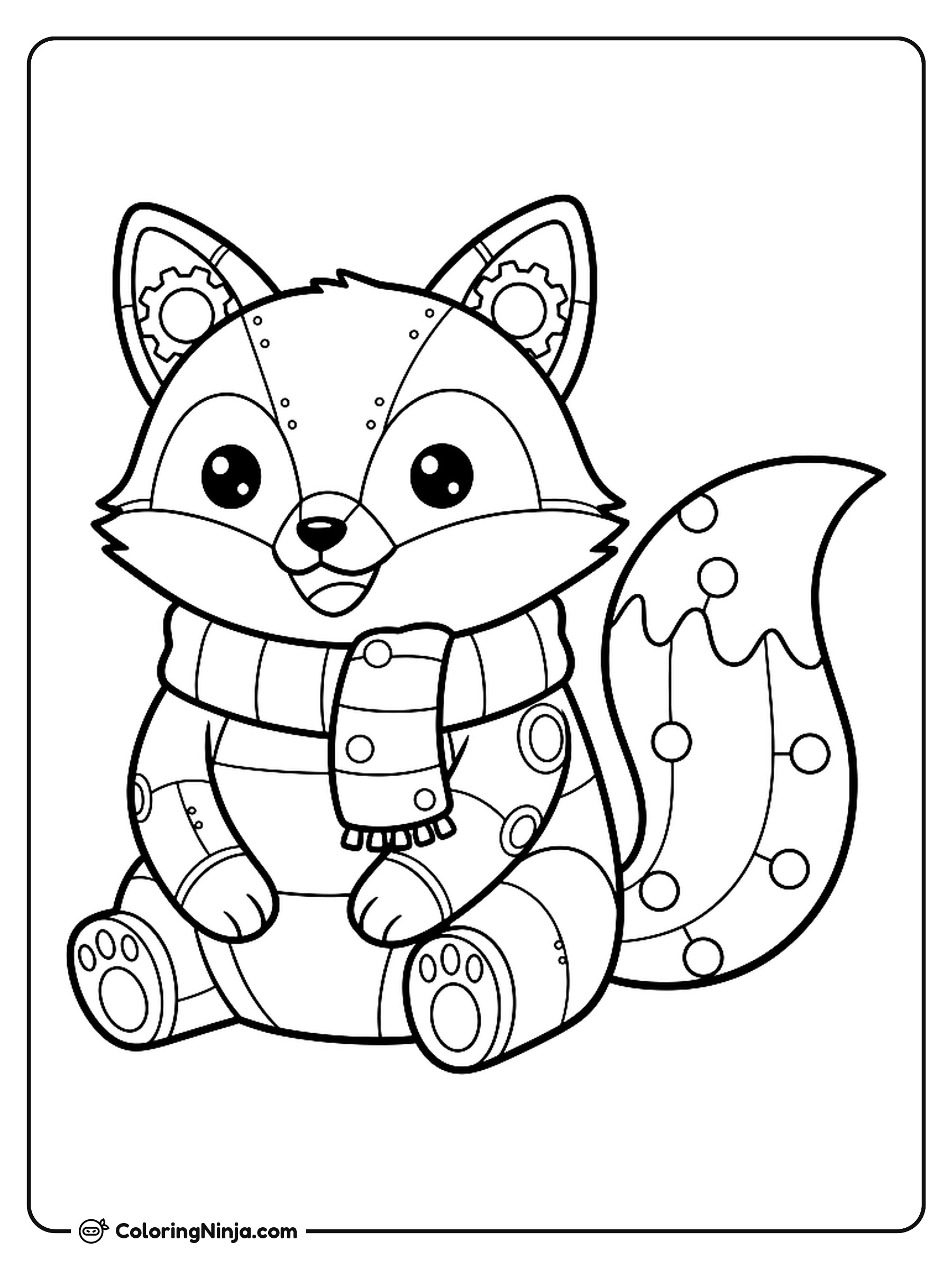 Cute Kawaii Robot Fox Coloring Page - Coloring Ninja