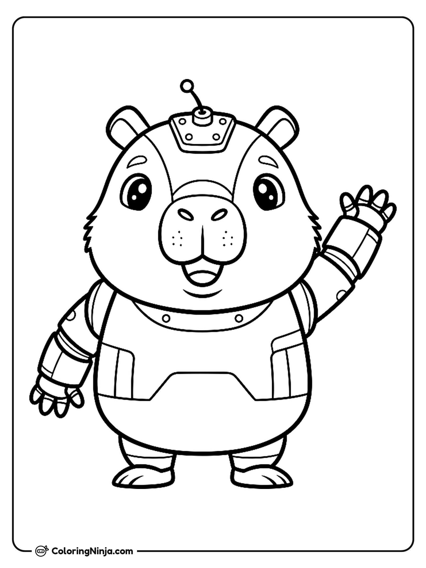 Lindo Capibara Robot Kawaii: dibujo para colorear
