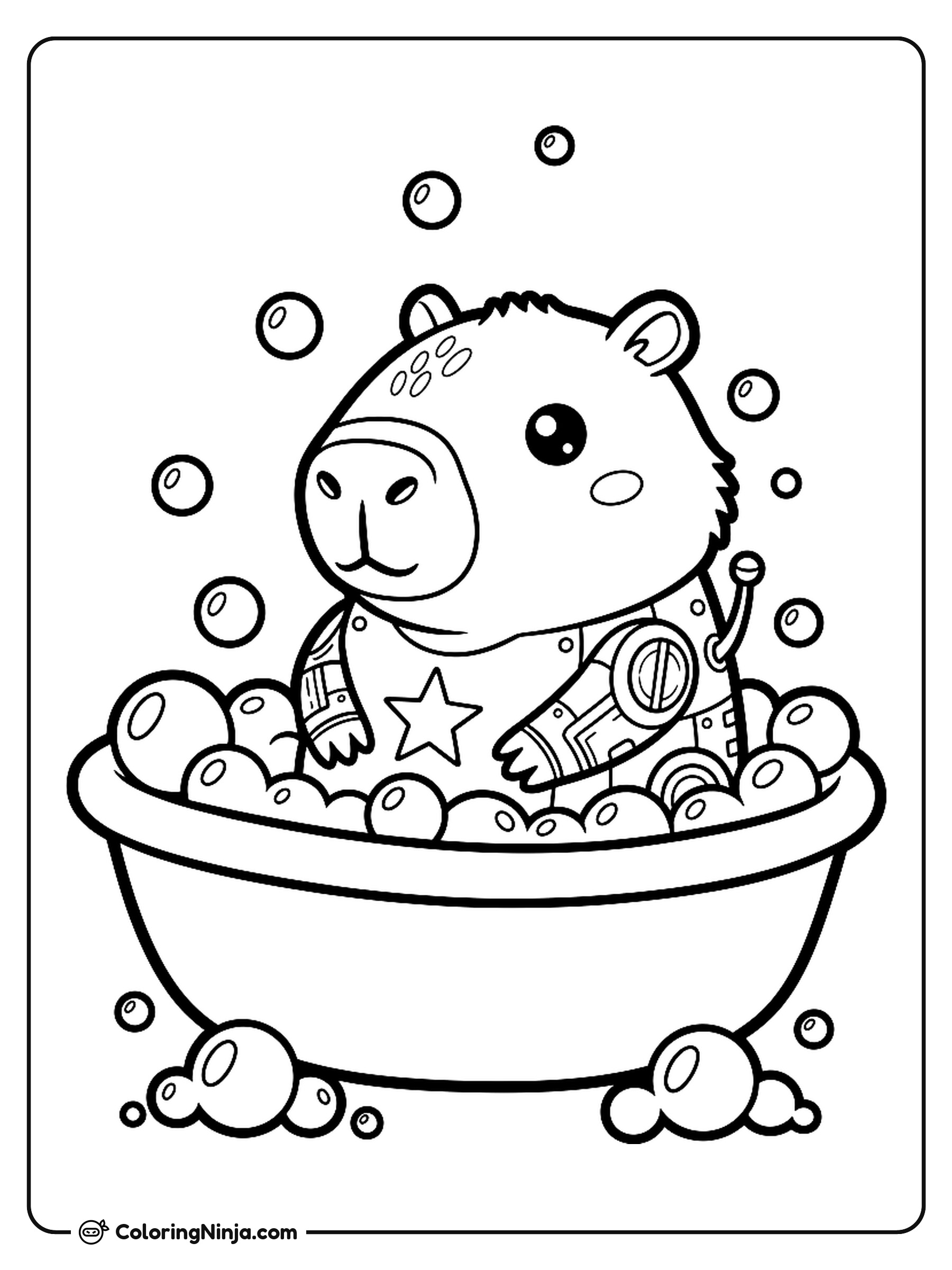 Lindo capibara robot kawaii: dibujo para colorear