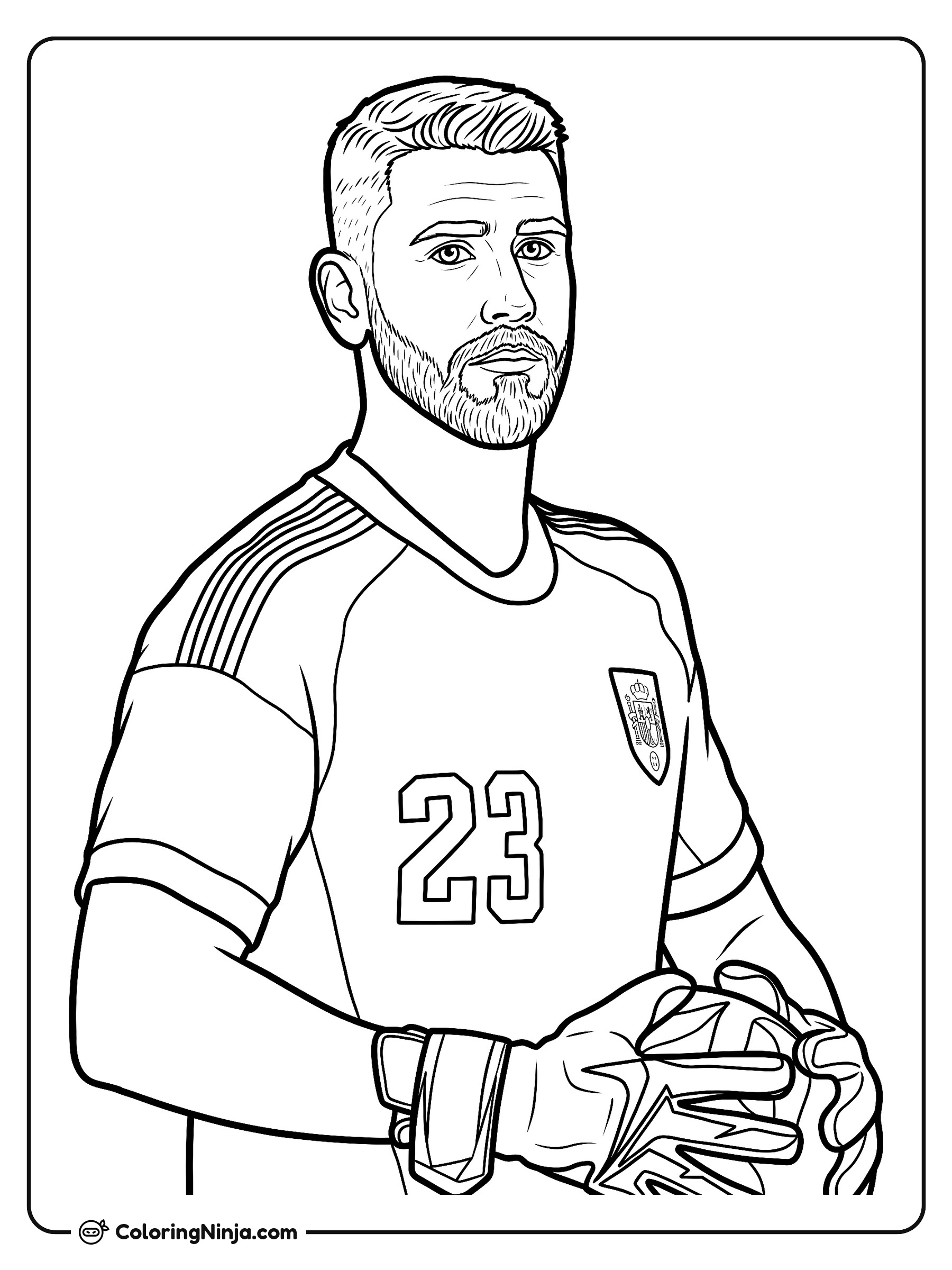 Unai Simón Spain Portrait Coloring Page