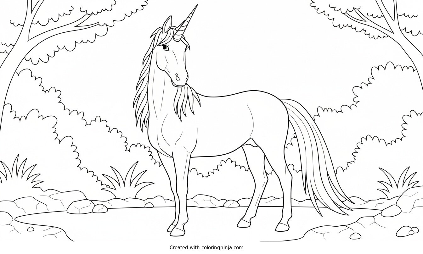 Coloring page of unicorn