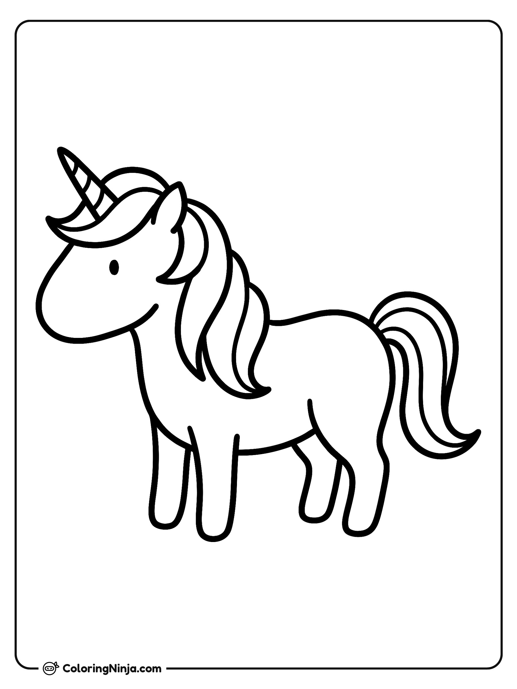 Perfil de unicornio sencillo: dibujo para colorear