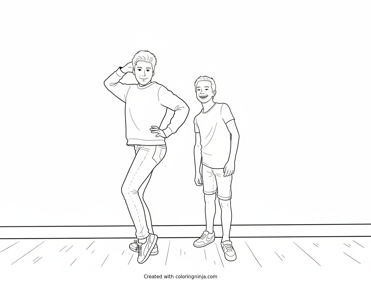 Coloring page of Upside Down Boys on the Ceiling