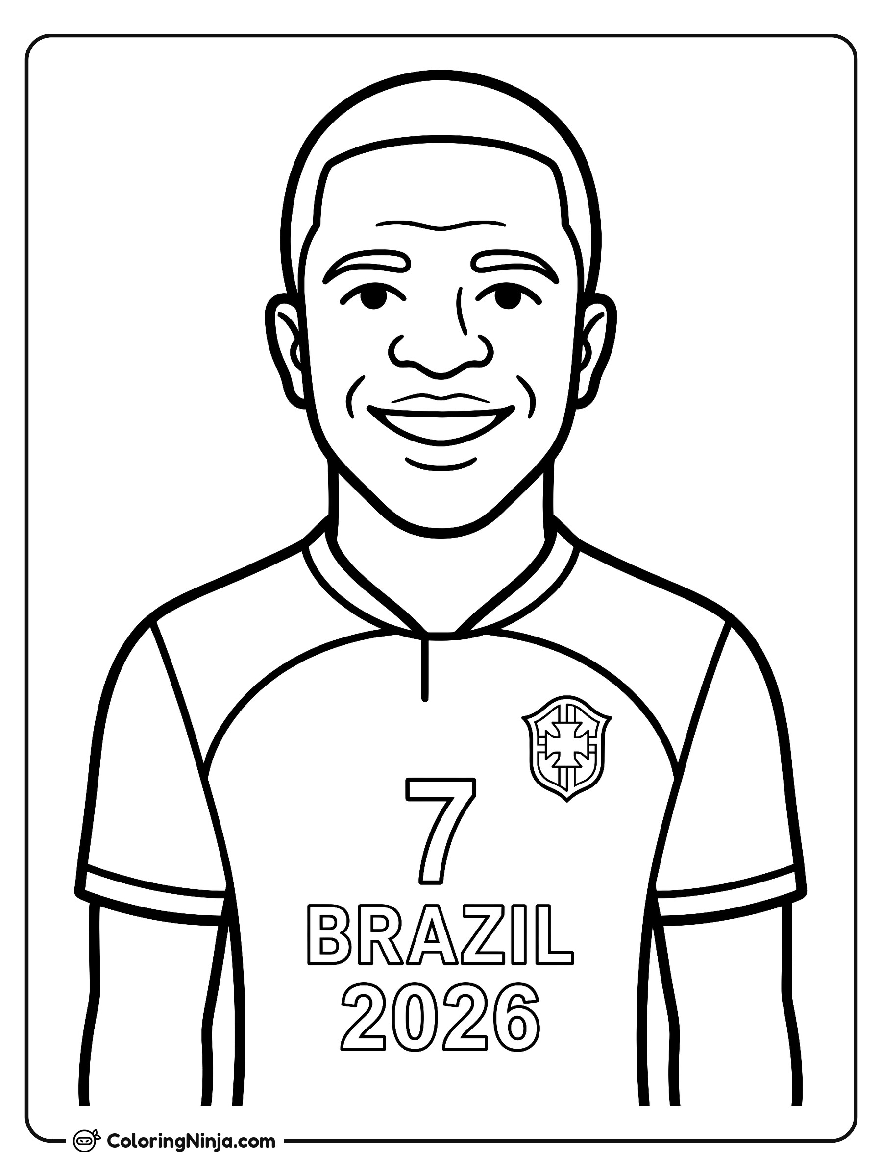 Vinicius Junior Portrait in Uniform Coloring Page
