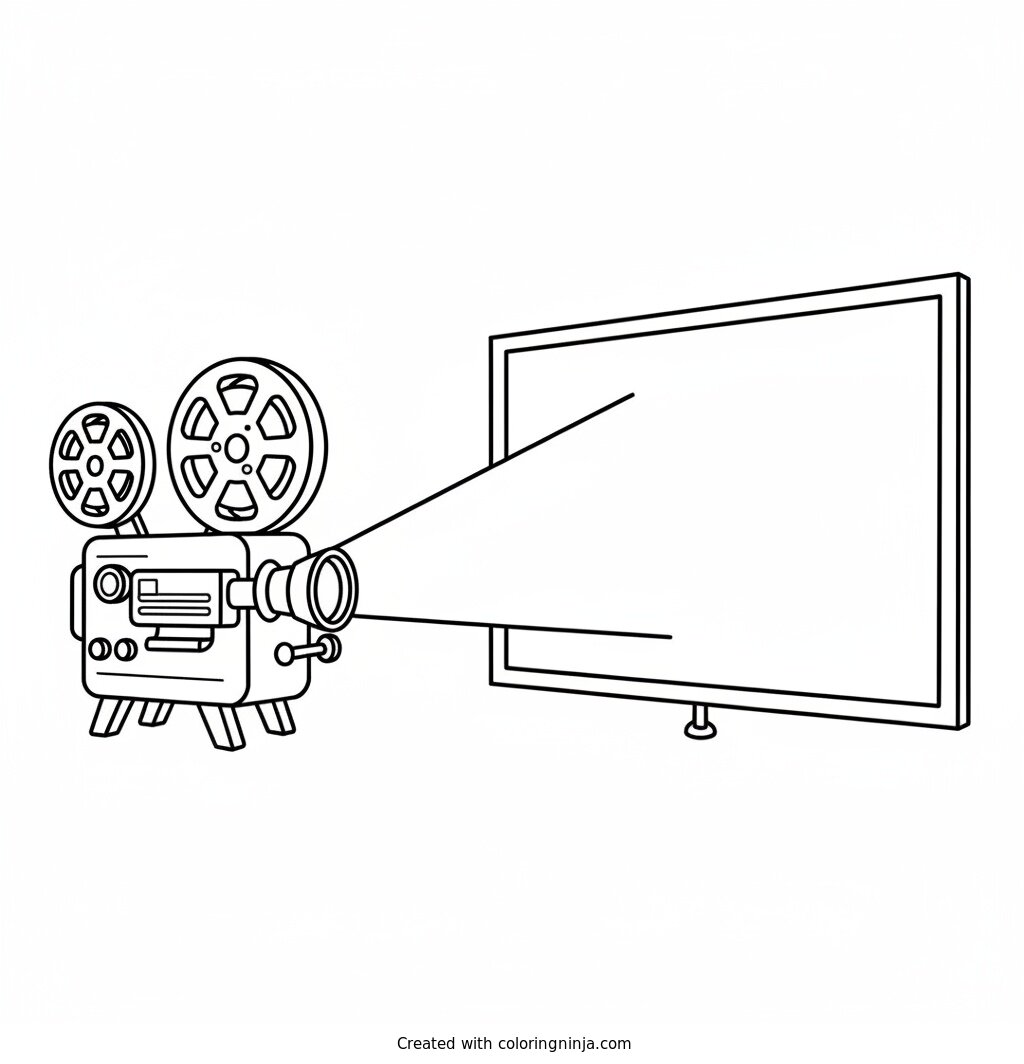 Classic Movie Screen Projector Coloring Page