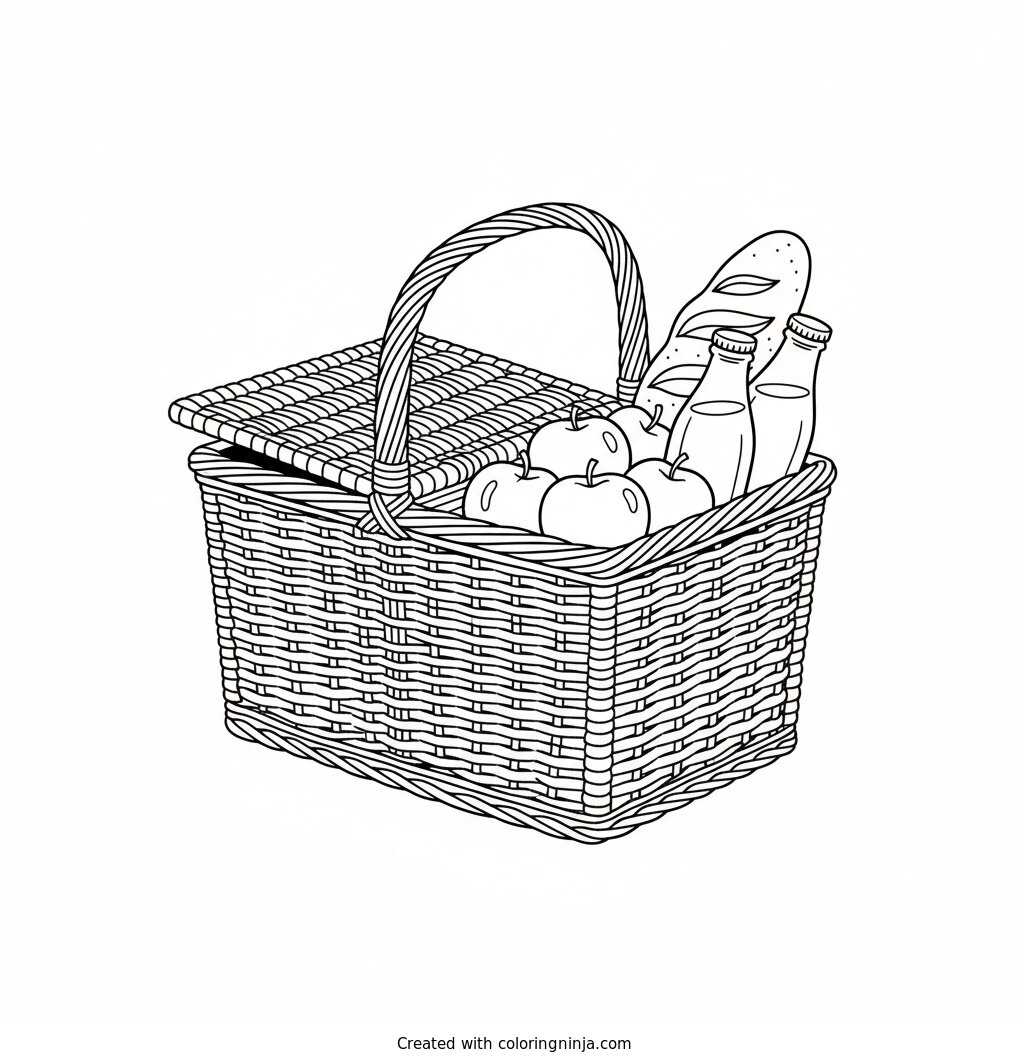 A Delicious Picnic Basket Coloring Page