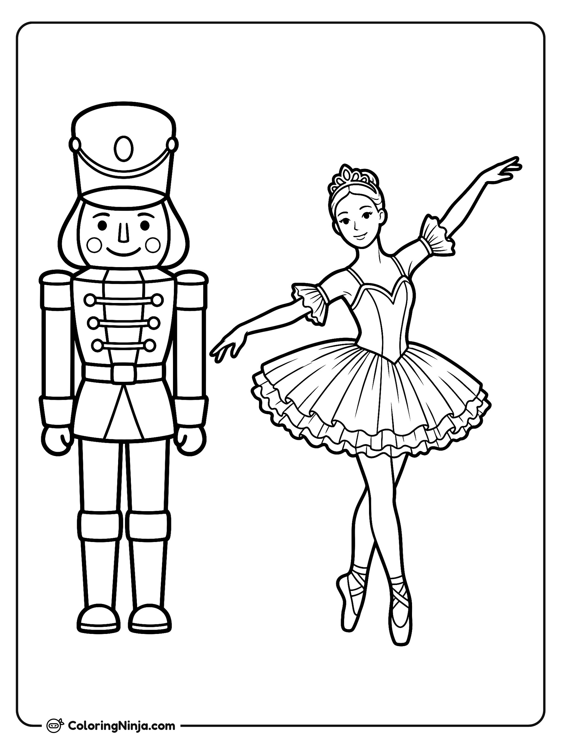 Ballerina and Nutcracker Partner Coloring Page