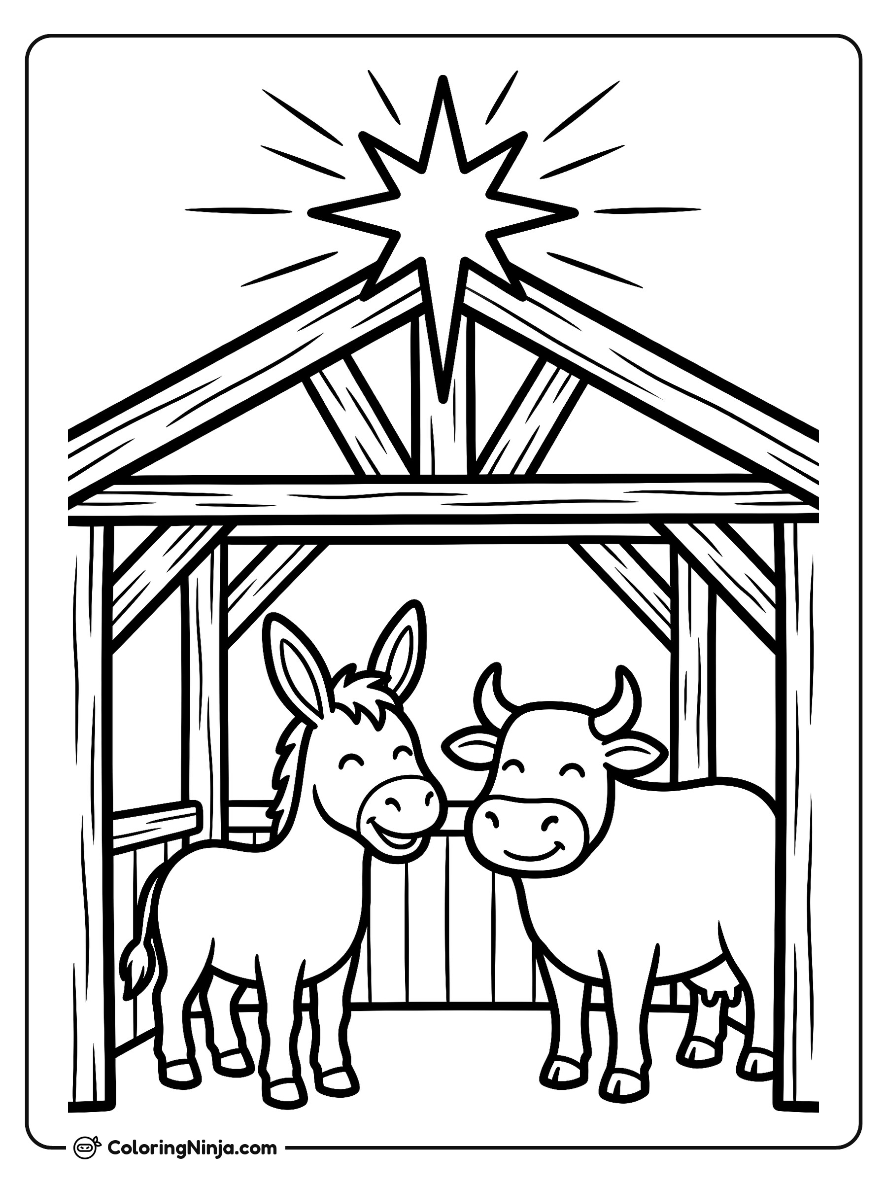 Peaceful Stable and Star Coloring Page