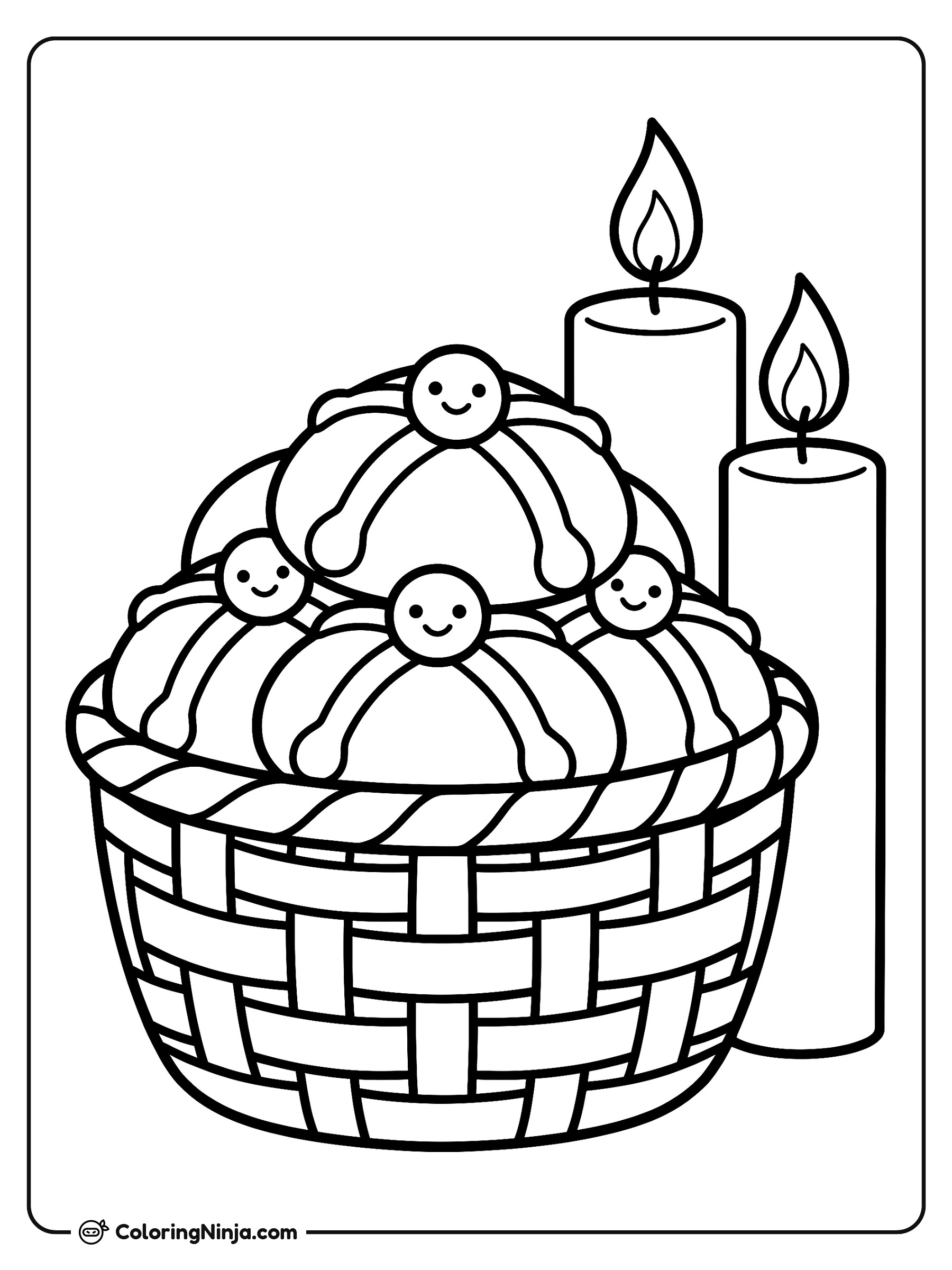 Pan De Muerto Bread Basket Coloring Page