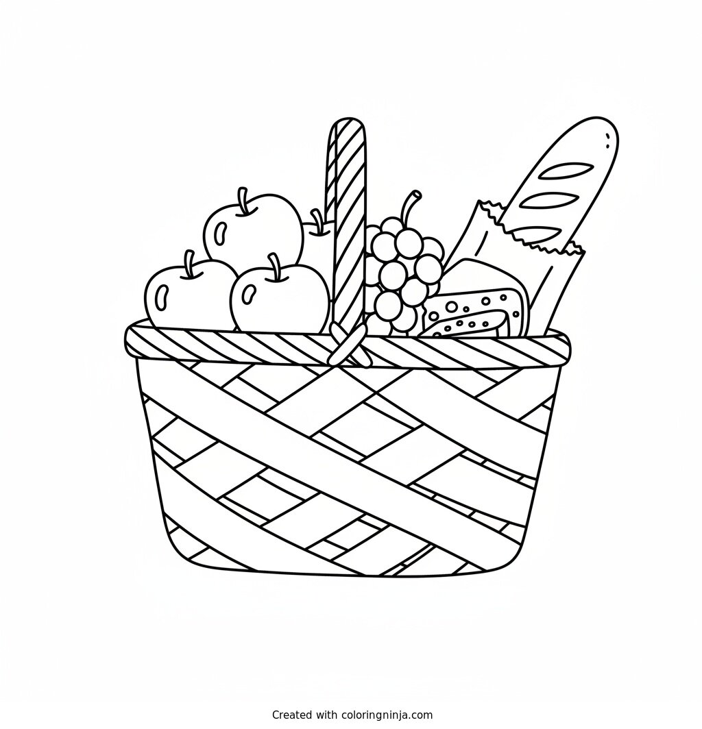 A Basket Full of Goodies Coloring Page