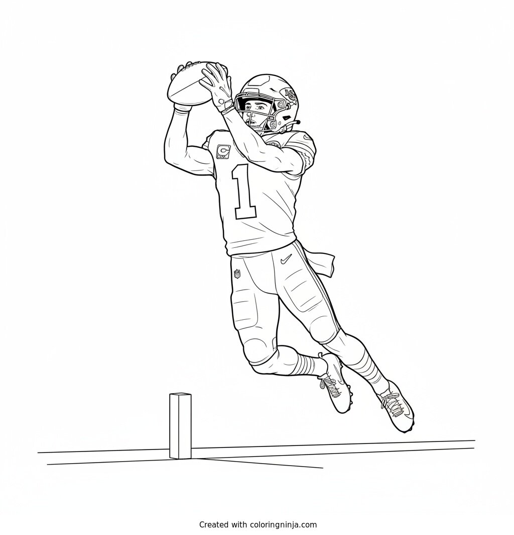 Xavier Worthy Touchdown Leap Coloring Page
