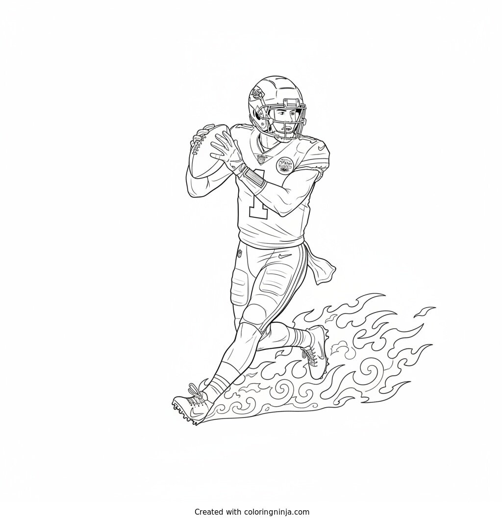 Xavier Worthy Catching Deep Pass Coloring Page