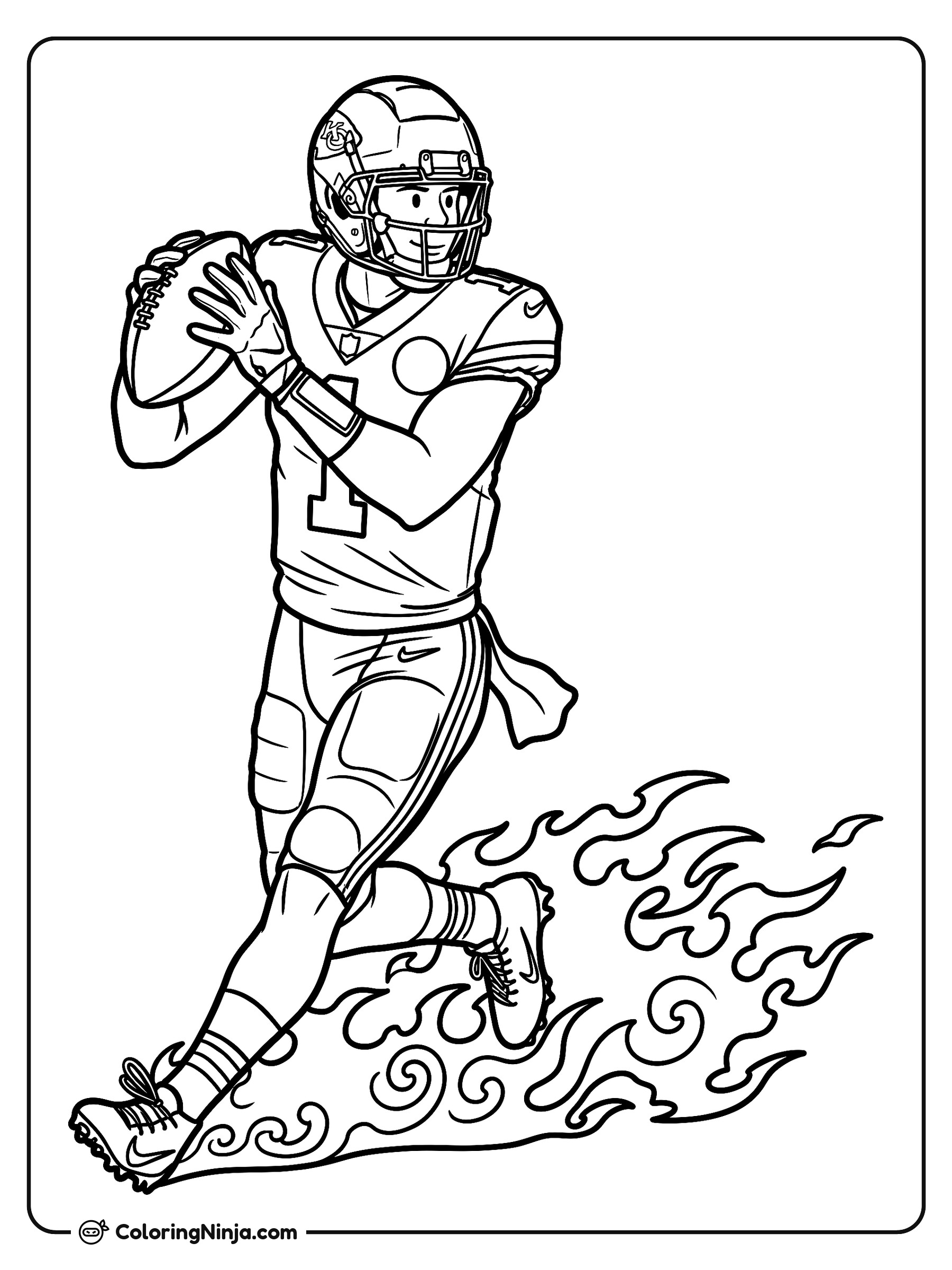 Xavier Worthy atrapando un pase largo: dibujo para colorear