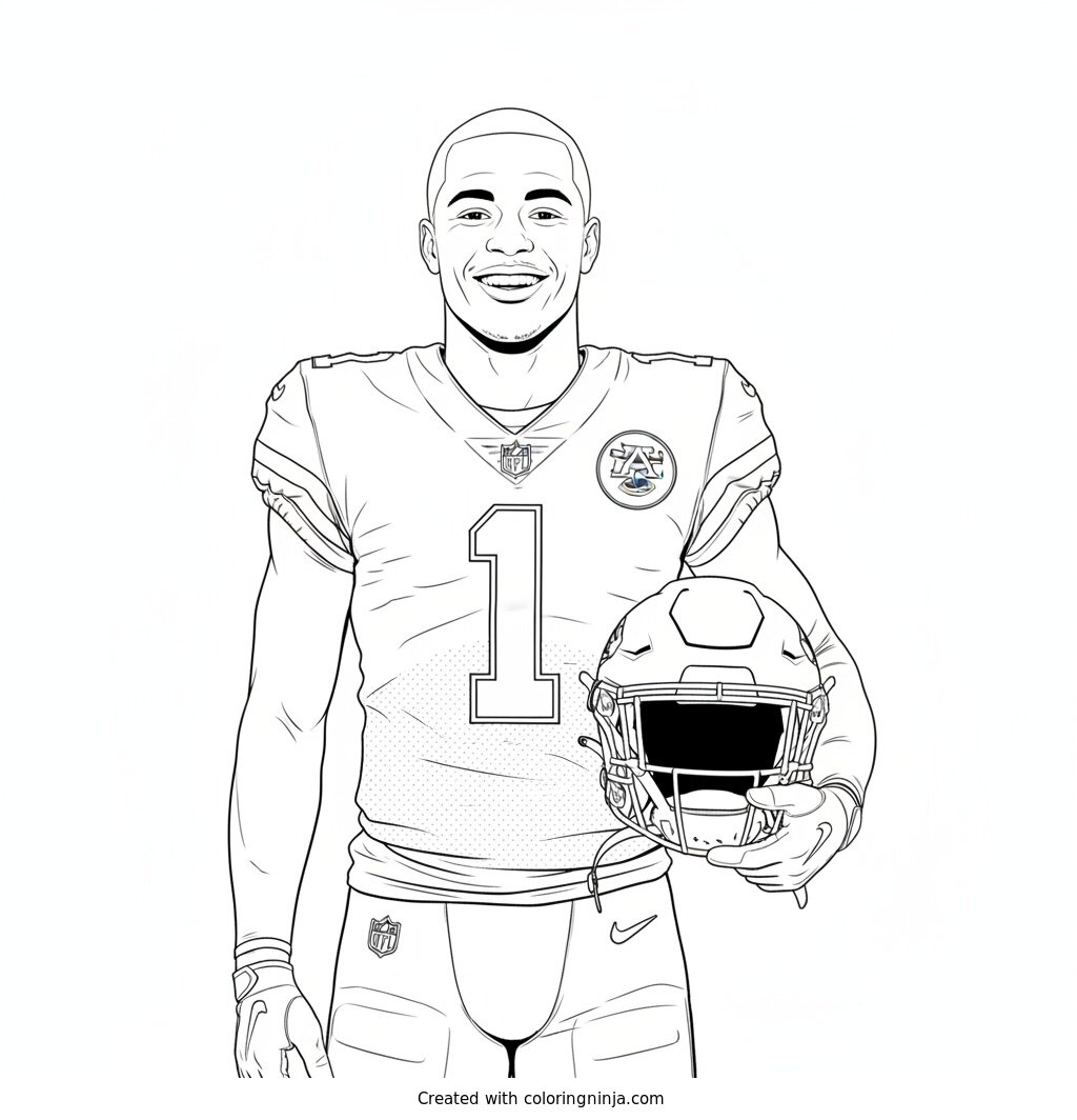 Xavier Worthy Sideline Portrait Coloring Page