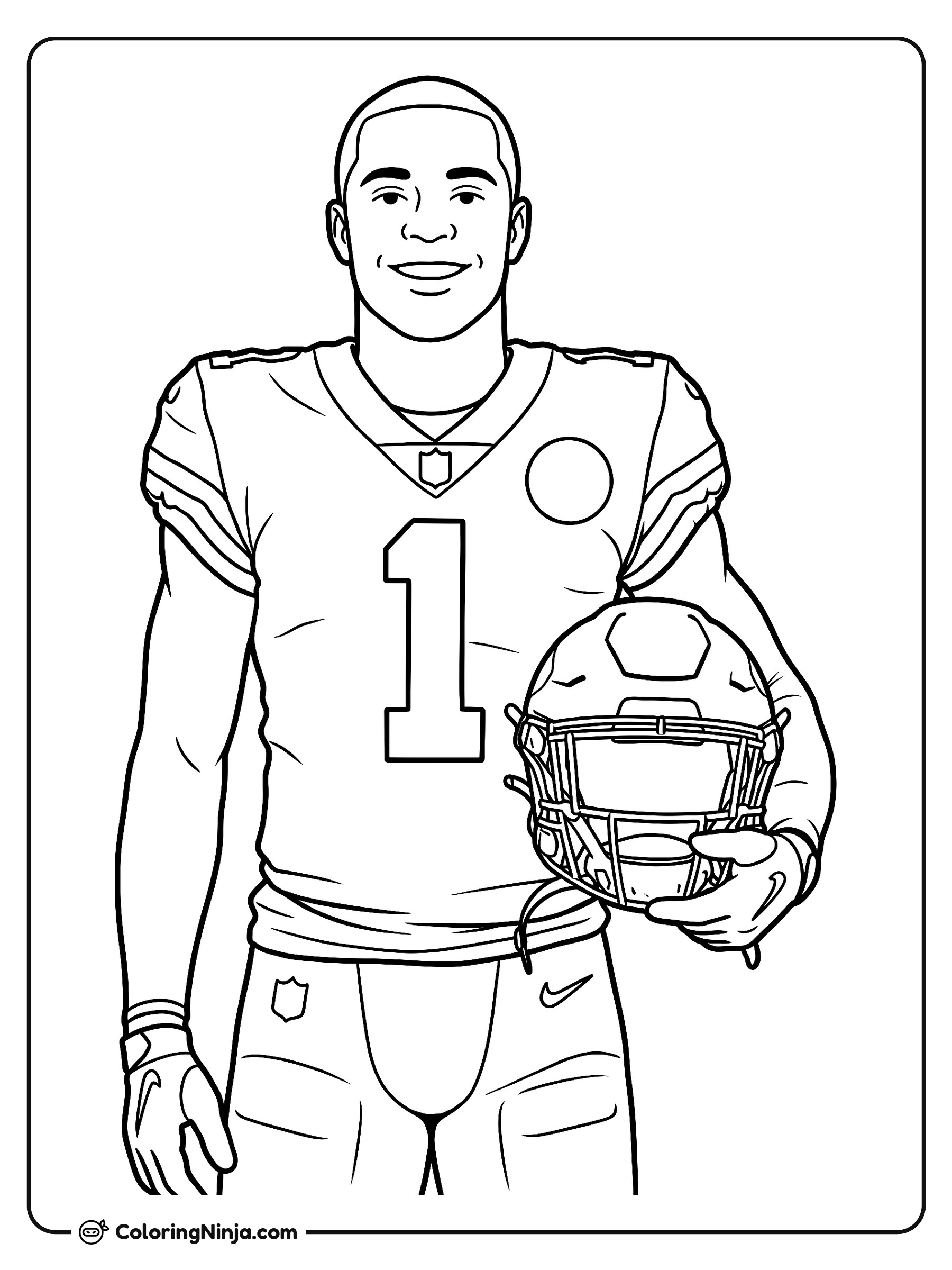 Retrato de Xavier Worthy en el campo: dibujo para colorear