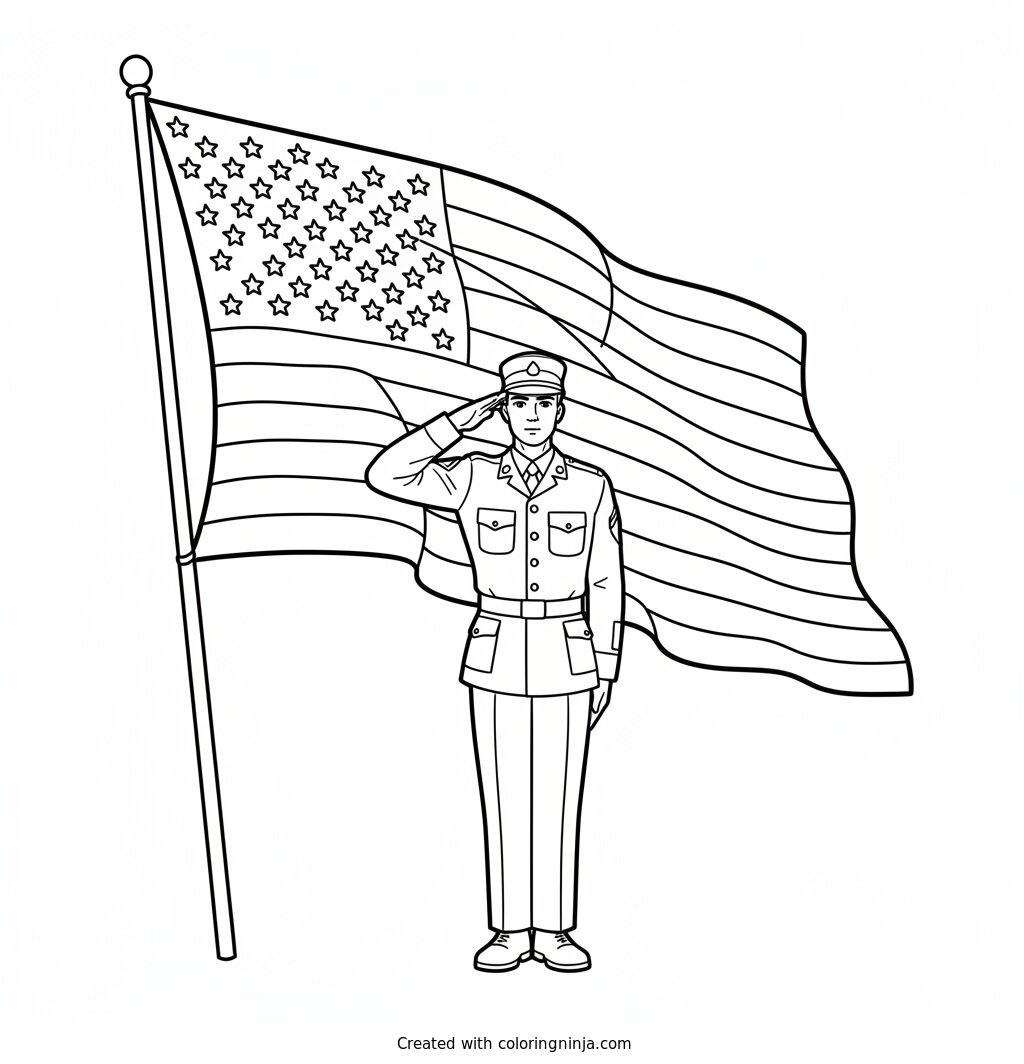 Salute to the Flag Coloring Page