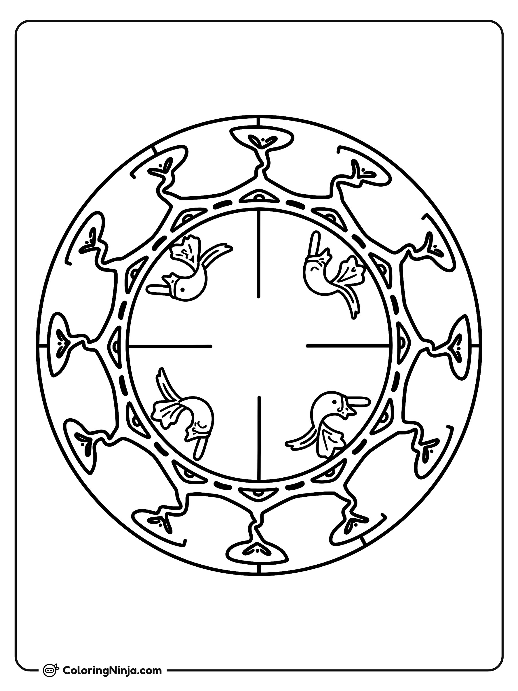Mándala circular de la naturaleza: dibujo para colorear
