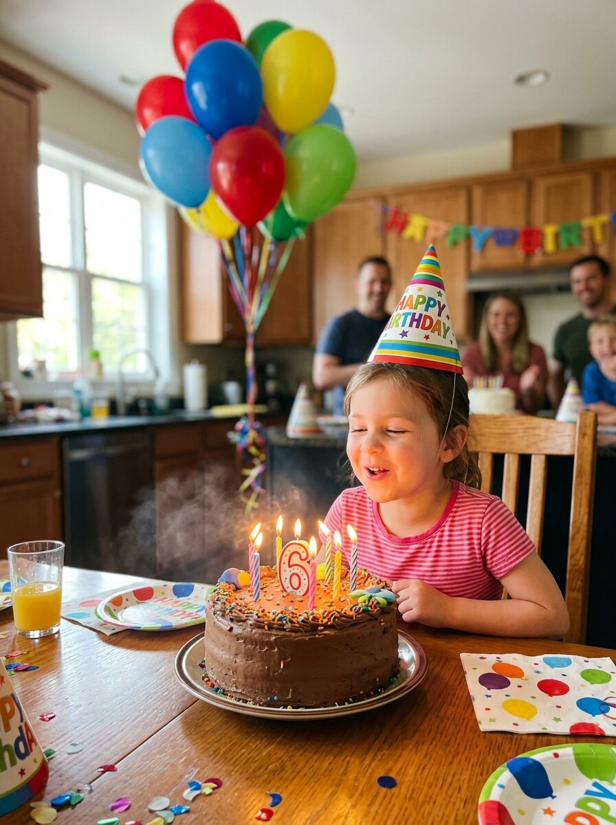 Example photo: blowing out the candles