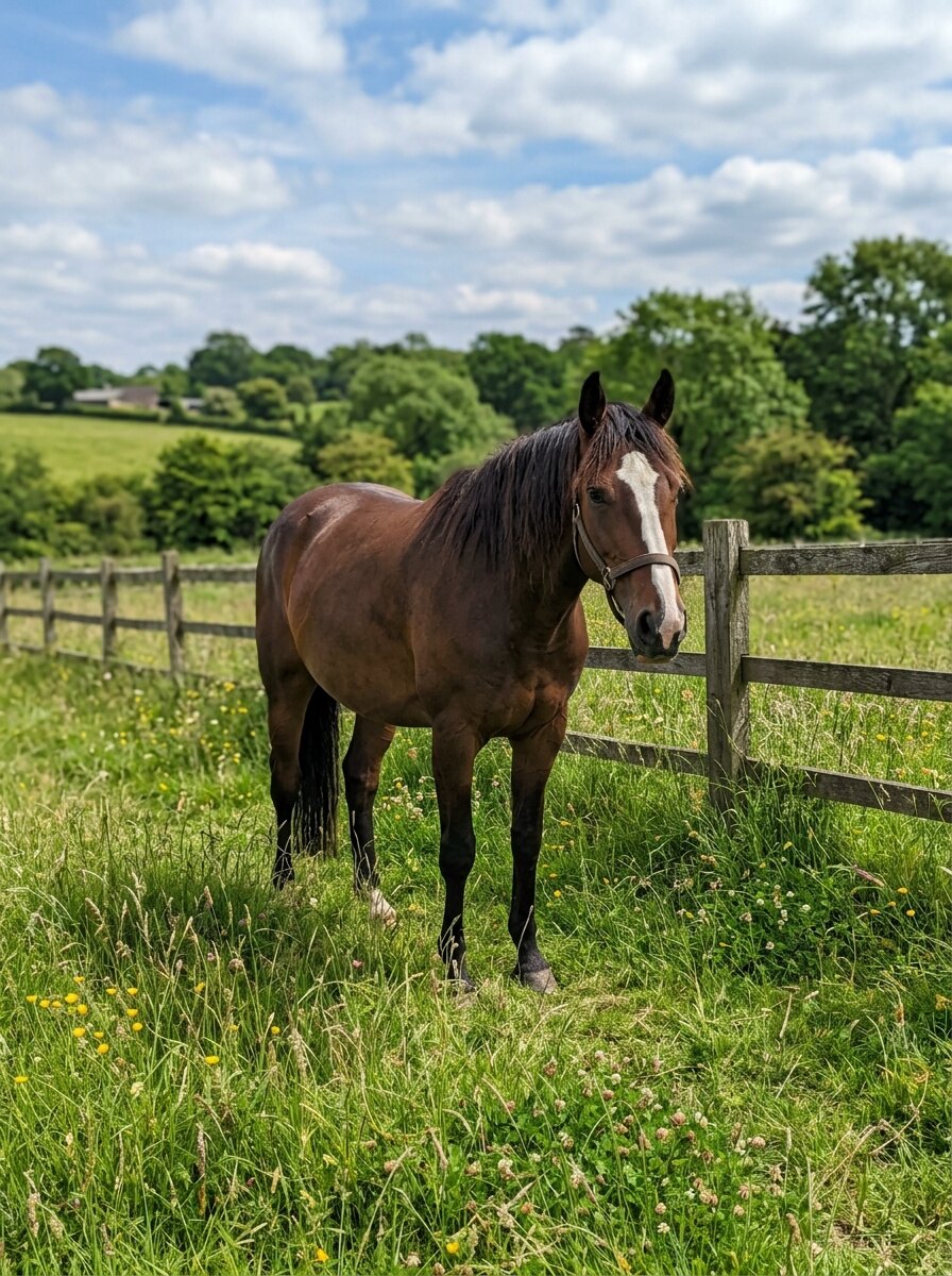 Example photo: a horse in the meadow