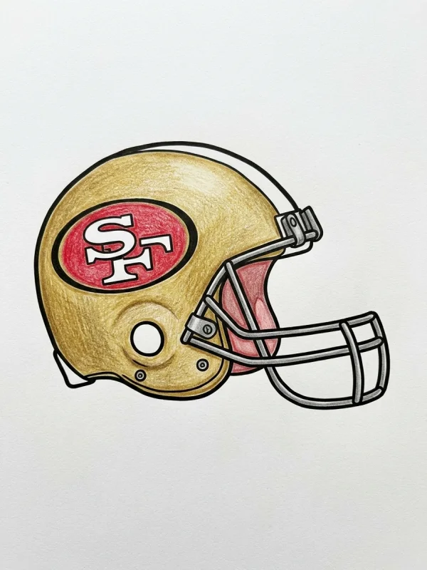 49ers coloring page colored in with pencils