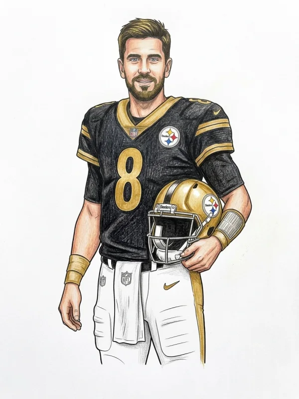Aaron Rodgers coloring page colored in with pencils
