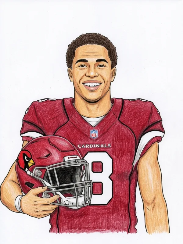 Arizona Cardinals coloring page colored in with pencils
