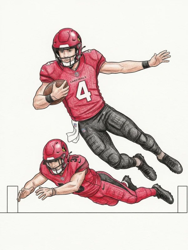Arizona Cardinals coloring page colored in with pencils