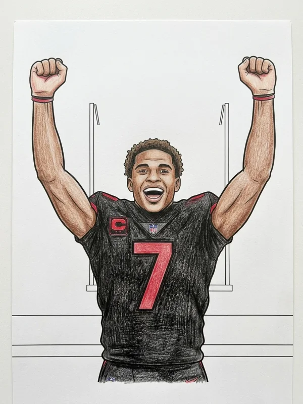 Atlanta Falcons coloring page colored in with pencils