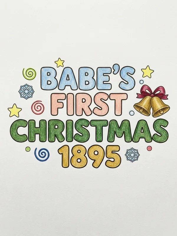 Babe's First Christmas 1895 coloring page colored in with pencils