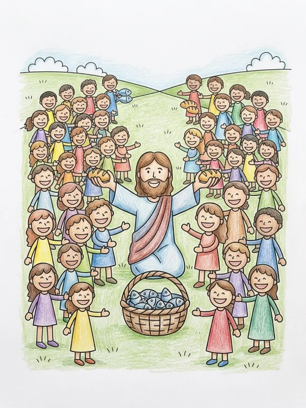Dibujos de la Biblia para Colorear, pintado con lápices de colores