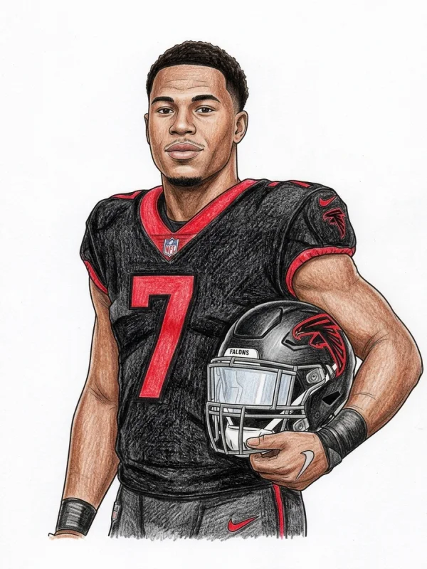 Bijan Robinson coloring page colored in with pencils