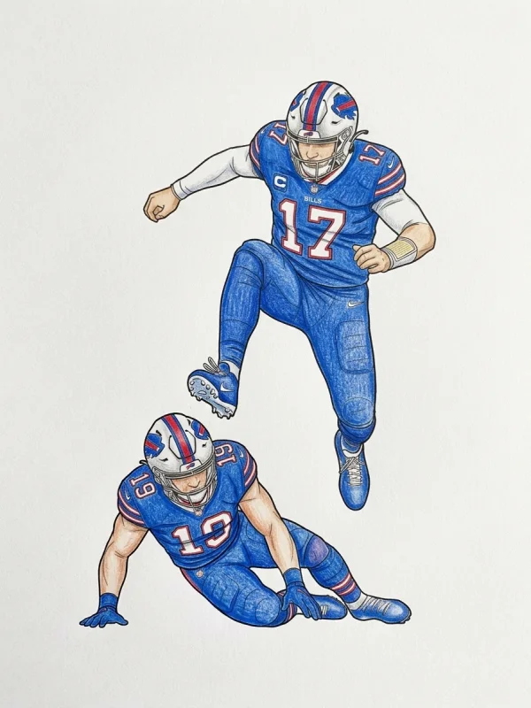 Buffalo Bills coloring page colored in with pencils