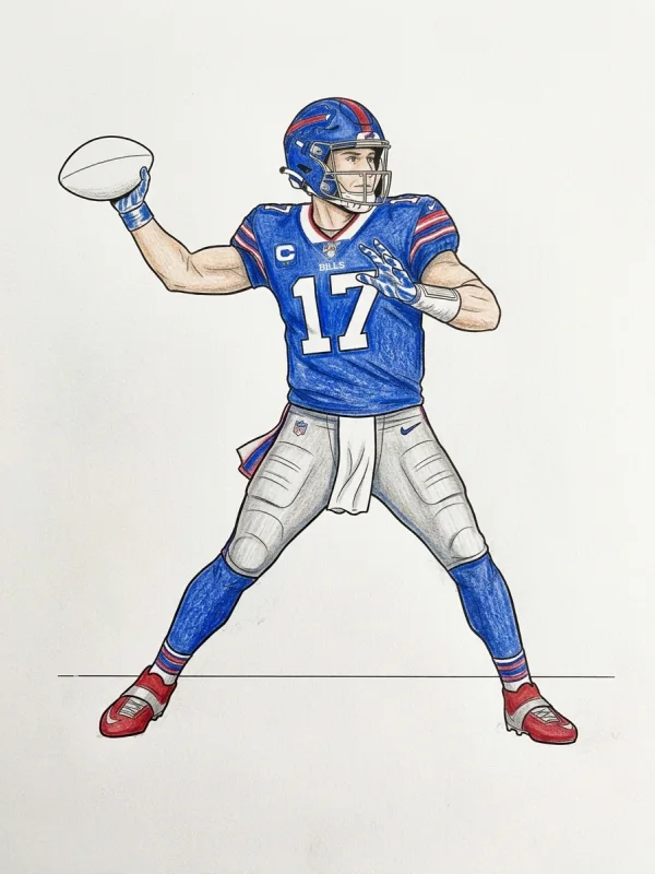 Buffalo Bills coloring page colored in with pencils