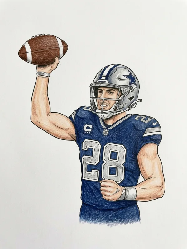 Caleb Downs coloring page colored in with pencils