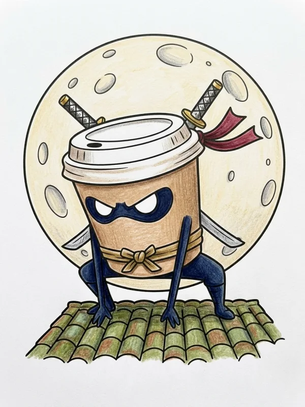 Cappuccino Assassino coloring page colored in with pencils