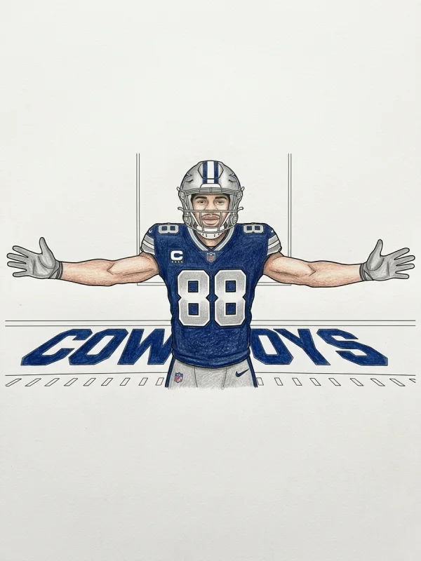 Ceedee Lamb coloring page colored in with pencils