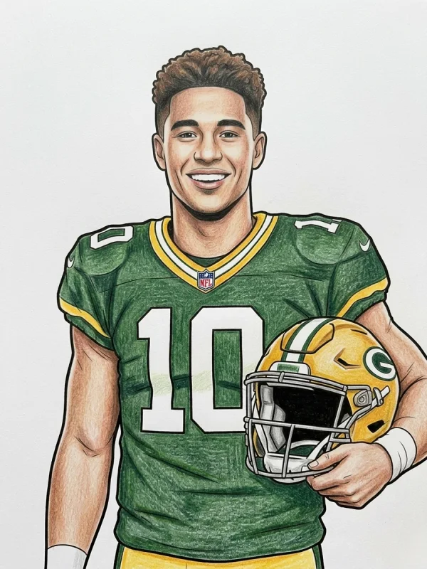 Celebrity coloring page colored in with pencils