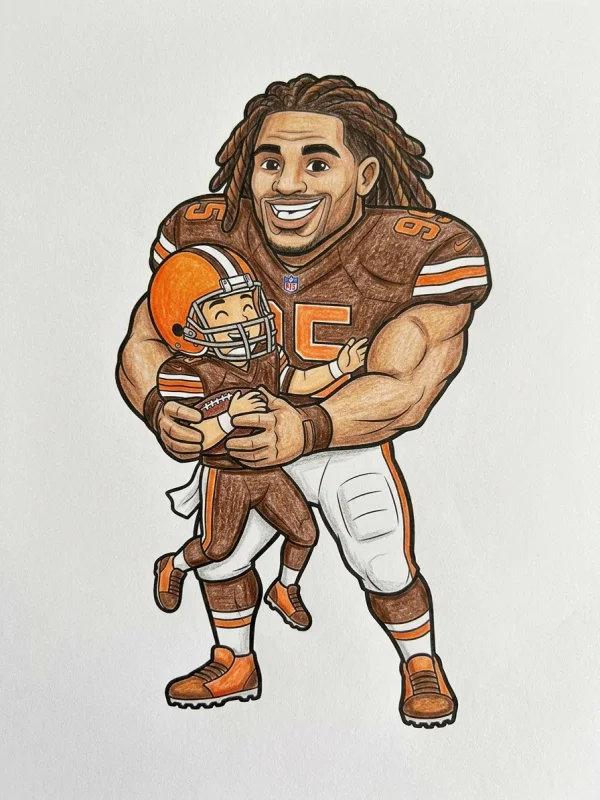 Cleveland Browns coloring page colored in with pencils