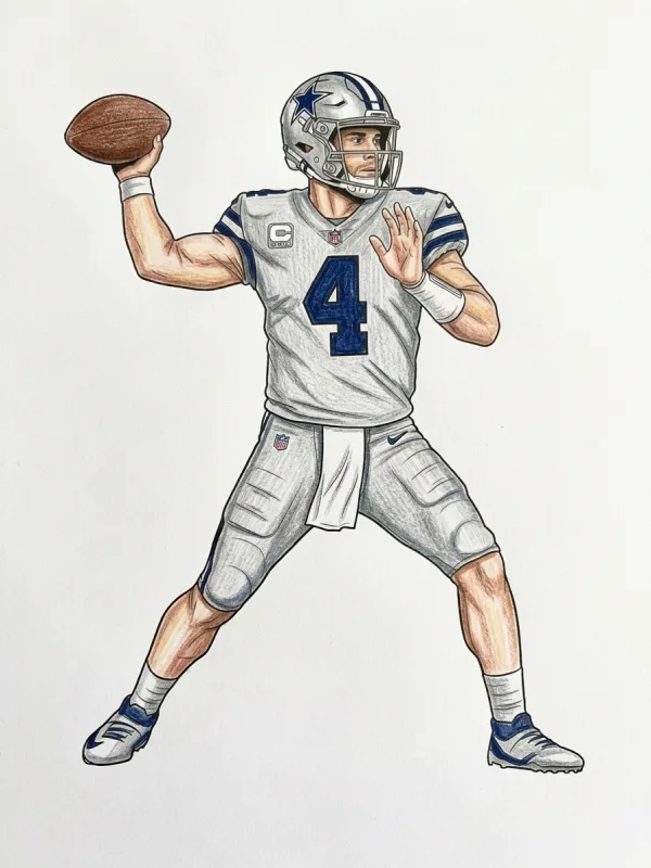 Dallas Cowboys coloring page colored in with pencils