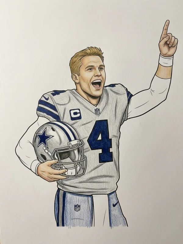 Dallas Cowboys coloring page colored in with pencils