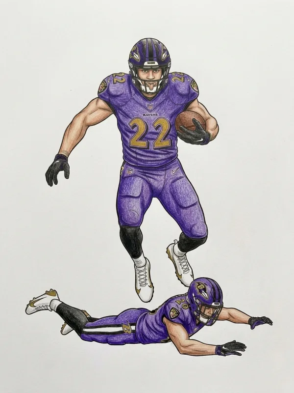 Derrick Henry coloring page colored in with pencils