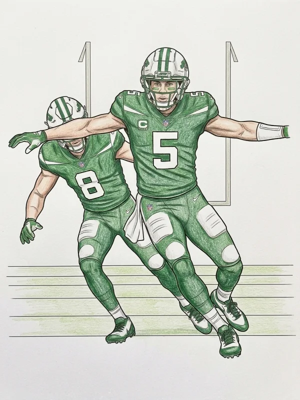 Garrett Wilson coloring page colored in with pencils