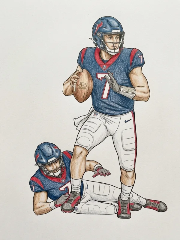 Houston Texans coloring page colored in with pencils
