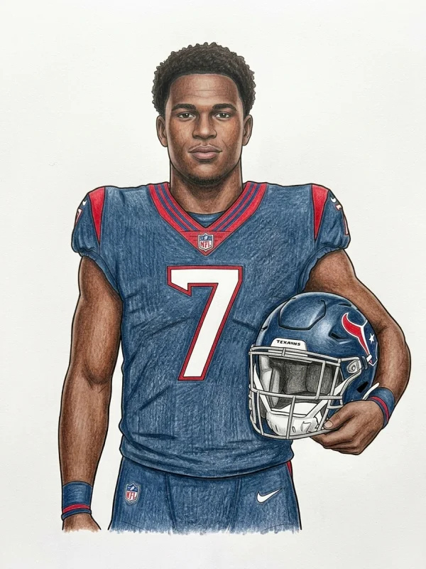 Houston Texans coloring page colored in with pencils