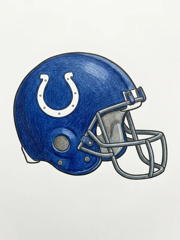 Indianapolis Colts coloring page colored in with pencils