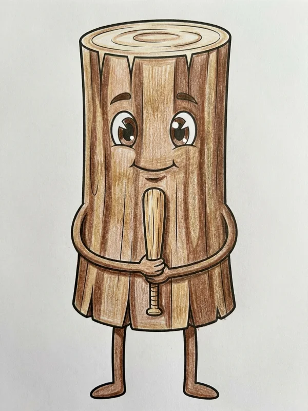 Italian Brainrot coloring page colored in with pencils