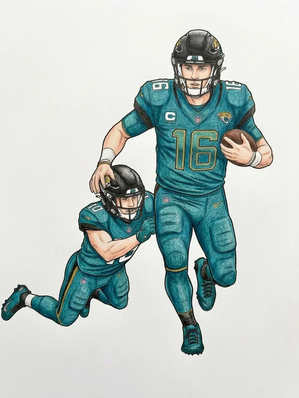 Jacksonville Jaguars coloring page colored in with pencils