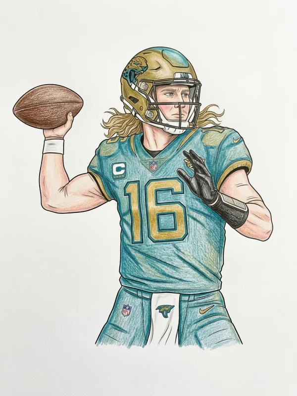 Jacksonville Jaguars coloring page colored in with pencils