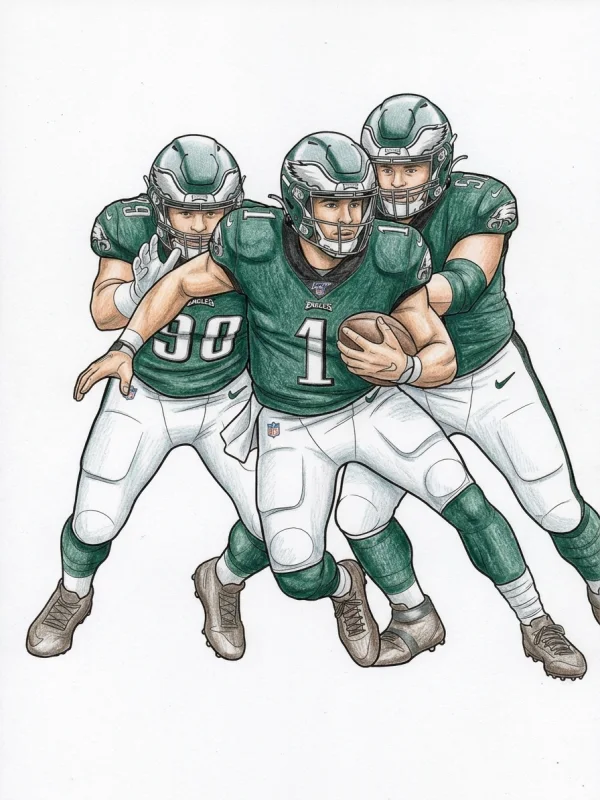 Jalen Hurts coloring page colored in with pencils