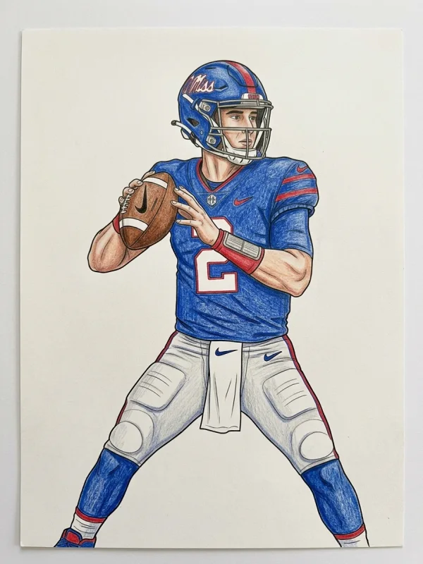 Jaxson Dart coloring page colored in with pencils